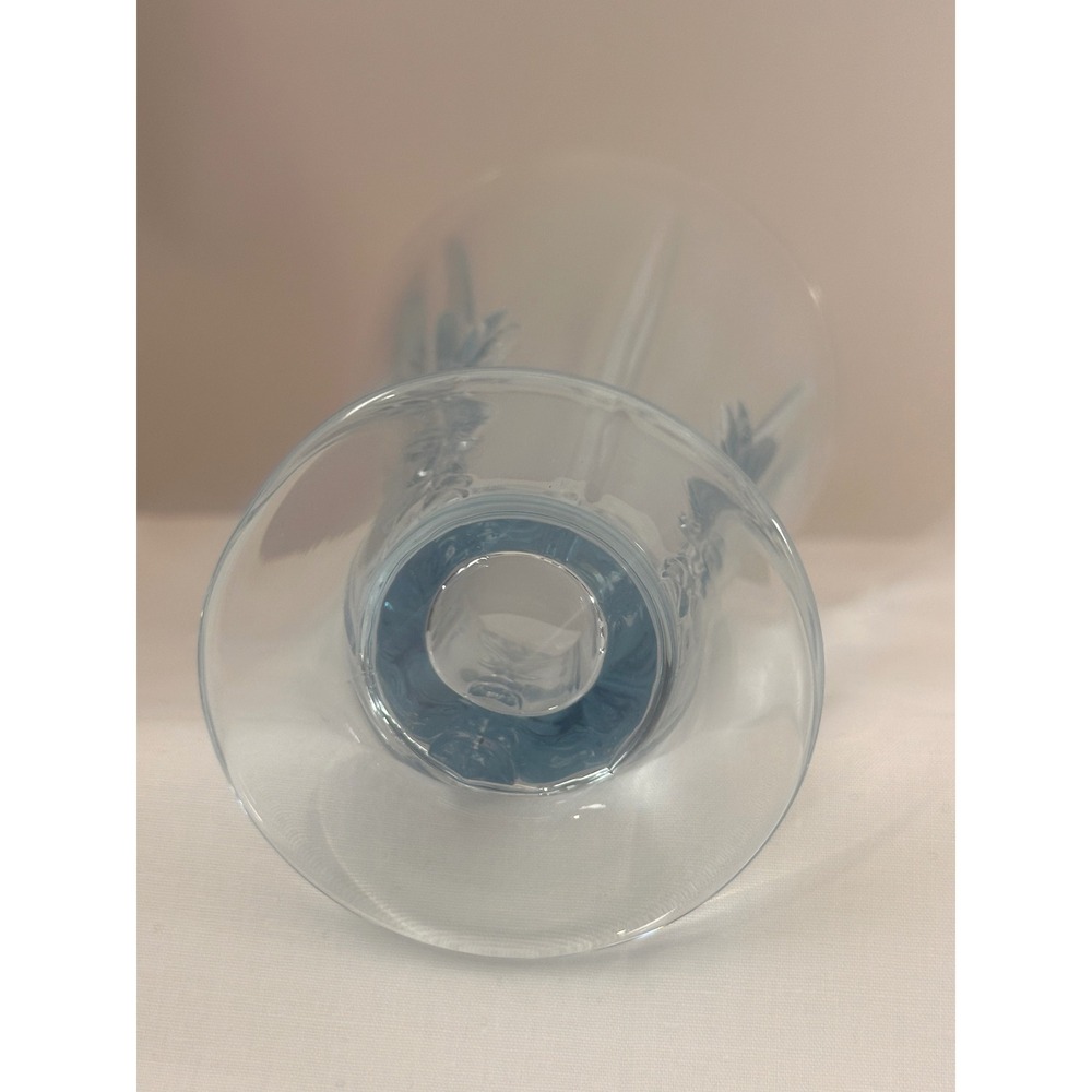 Fostoria Baroque Azure Blue Footed Tumblers 6 inch Glass Set of 3 - Picture 6 of 14